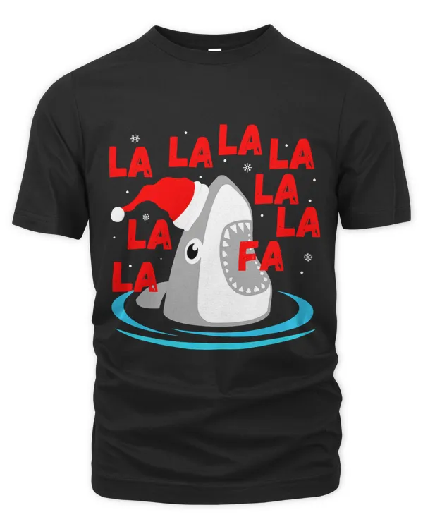 Christmas Shark Fa La La Funny Shark Pajamas XMAS Santa Hat 366