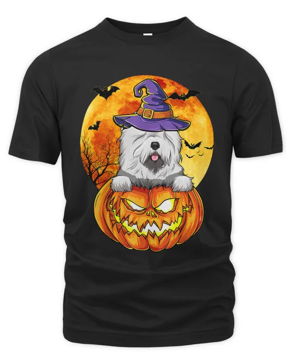 Old English Sheepdog Witch Pumpkin Halloween Dog Lover Funny 36