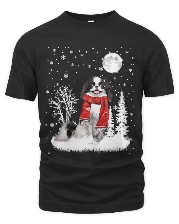 Japanese Chin Under Moonlight Snow Christmas Pajama 333