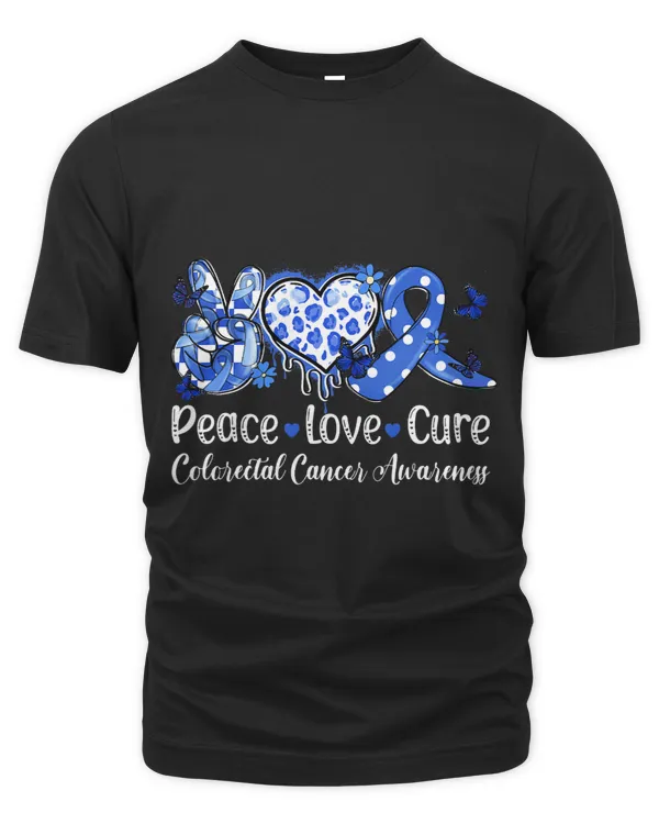 Peace Love Cure Blue Ribbon Colorectal Cancer Awareness