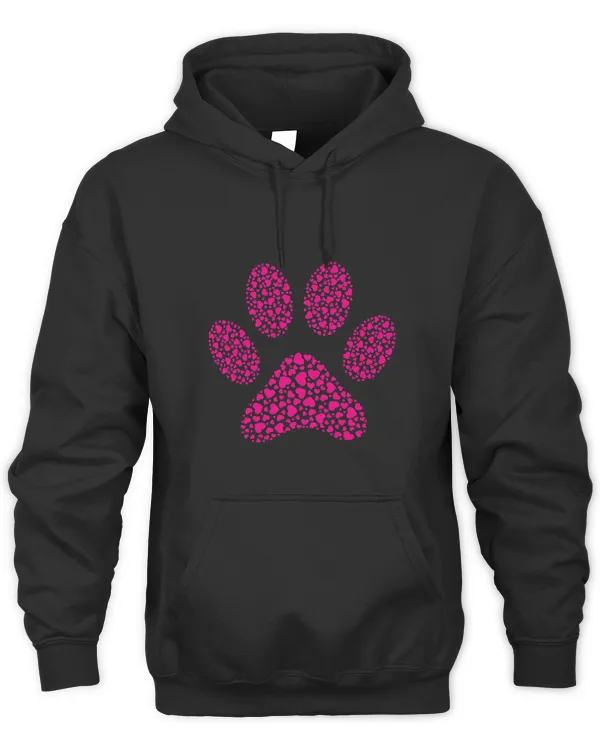 Happy Valentines Day Dog Paw Print Pink Hearts Pattern