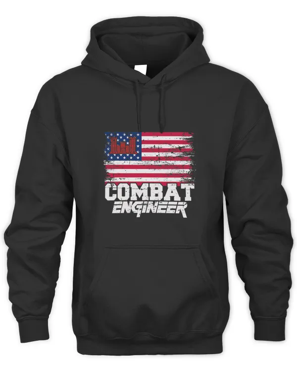Combat Engineer with American Flag Distressed U.S. Military