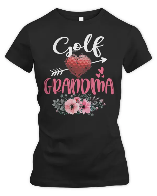 Golf Golfer Grandma Floral Funny Golf Heart 99 Golflife