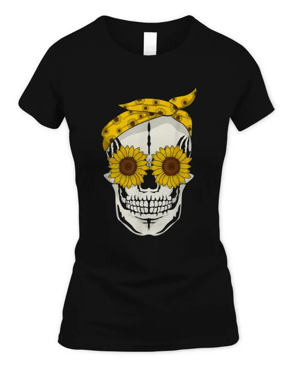 Funny Sunflower Skull Gift For Women Cool Skeleton Bandana