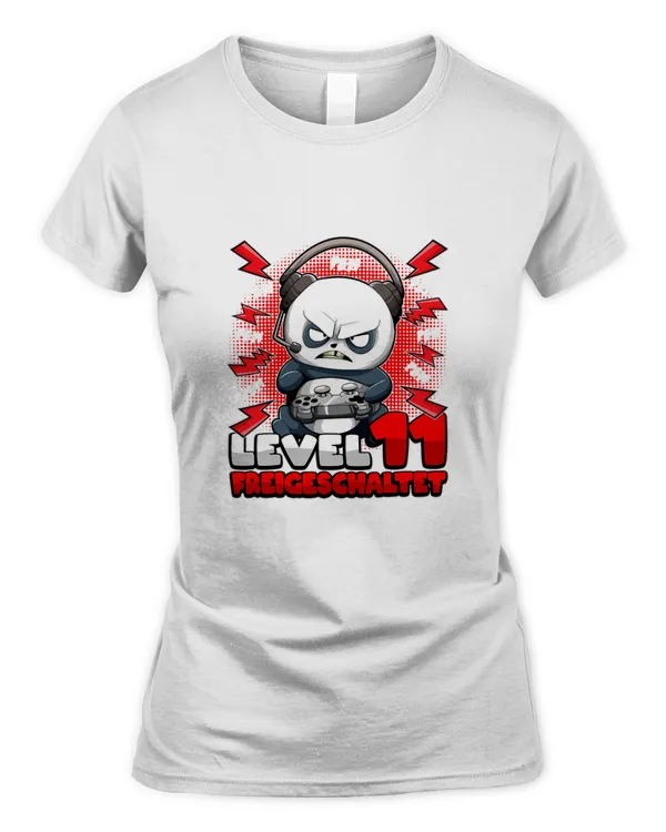 11st Birthday Boy Gamer Panda Level 11 Unlocked Pew T-Shirt