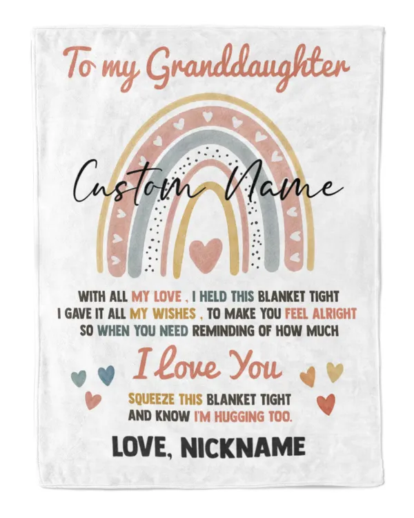 Plush Rainbow  Name Blanket with  for baby, toddler, big kids, teens, and adults Gift From Granparent