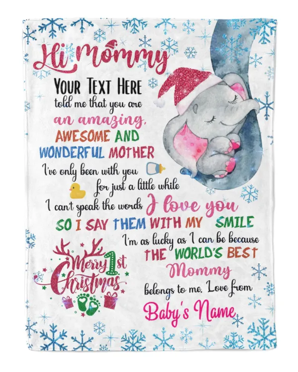 Personalized Hi MOMMY  Cute Baby Girl ,  1st Chritmas Gift from Grandma and baby for Newmom, First Christmas gifts, perfect keepsake and baby shower gift for a mom to be, new mom.
