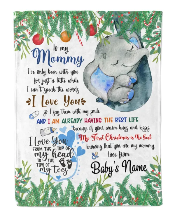 Personalized Tomy MOMMY  Cute Elephant Baby ,  1st Chritmas Gift  for Newmom, and baby.  First Christmas gifts.