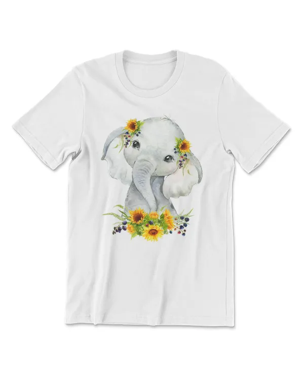 Elephant Baby Elephant with Yellow Floral Sunflowers74 Elephant lovers