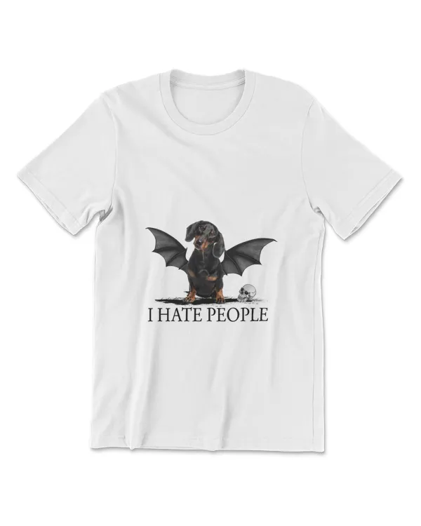 Dachshund Dog I Hate People Black Wing Dog Lover