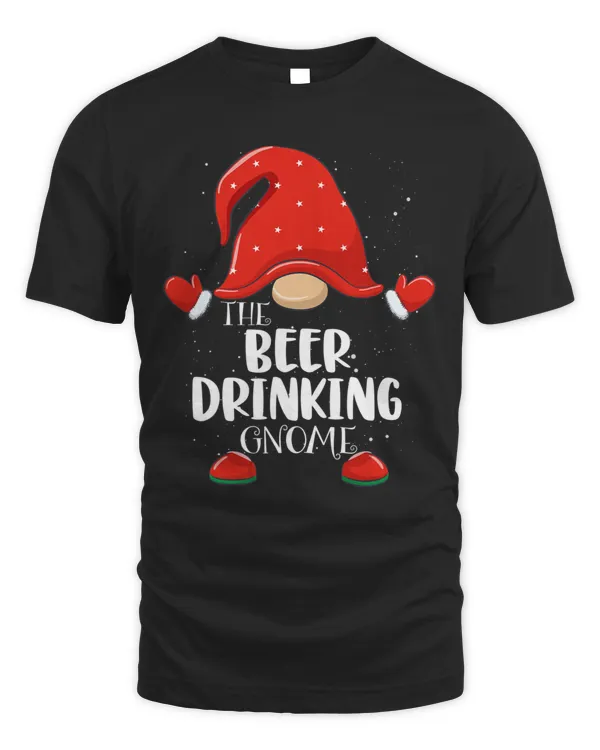Beer Drinking Gnome Matching Family Group Christmas Pajama T-Shirt