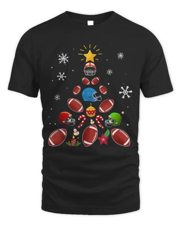 American Football Tree Christmas Holiday Xmas Gift T-Shirt