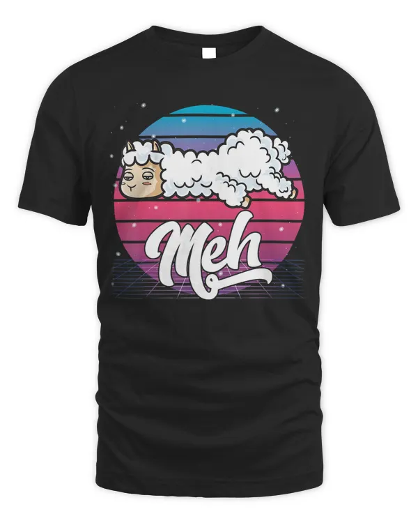 Aesthetic Vaporwave Japanese Otaku Meme Meh Alpaca Llama T-Shirt