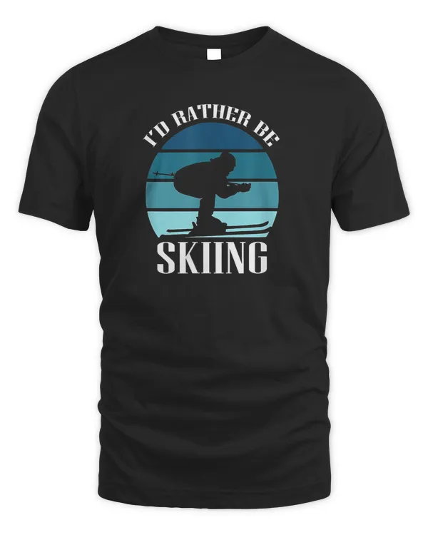 Id Rather Be Skiing Vintage Retro Design T Shirt