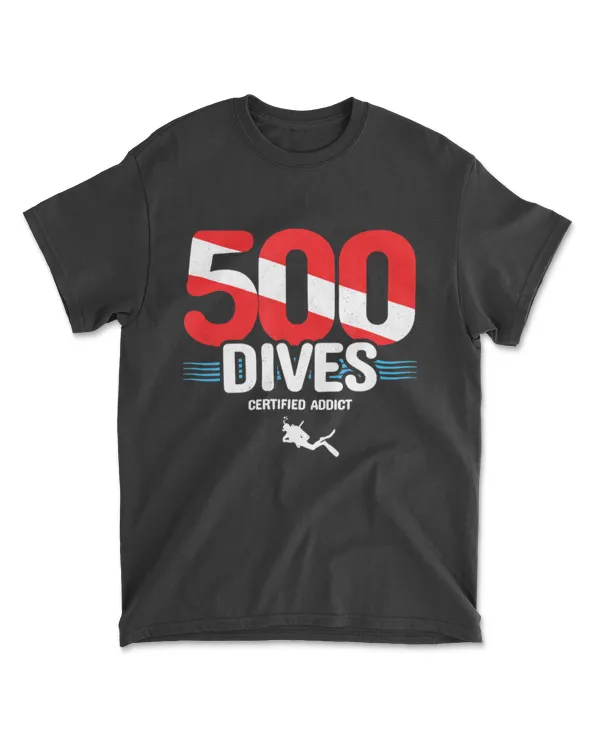 500th Dive - Diver Down Flag - Scuba Diving T-Shirt