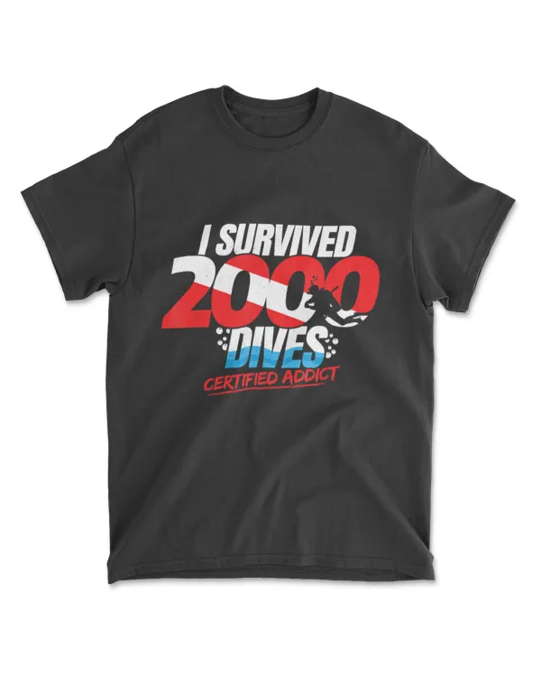 2000th Dive Gift - Diver Down Flag - Funny Scuba Diving T-Shirt