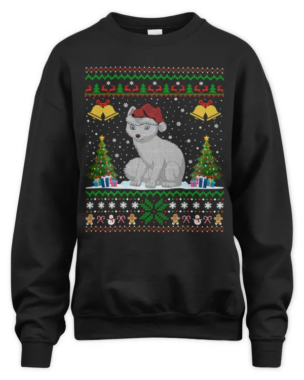 Arctic Fox Animal Lover Xmas Gift Ugly Arctic Fox Christmas Sweatshirt