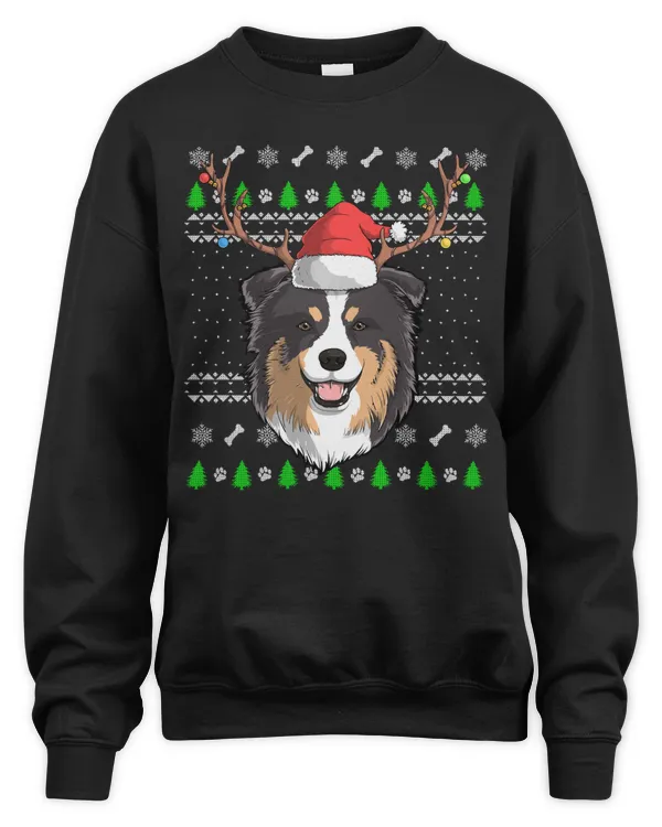 Australian Shepherd Dog Santa Claus Ugly Christmas X-Mas Sweatshirt