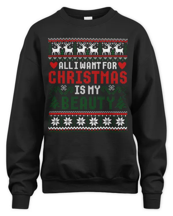 Beauty and Beast Couple Funny Christmas Ugly Sweater Sweatshirt