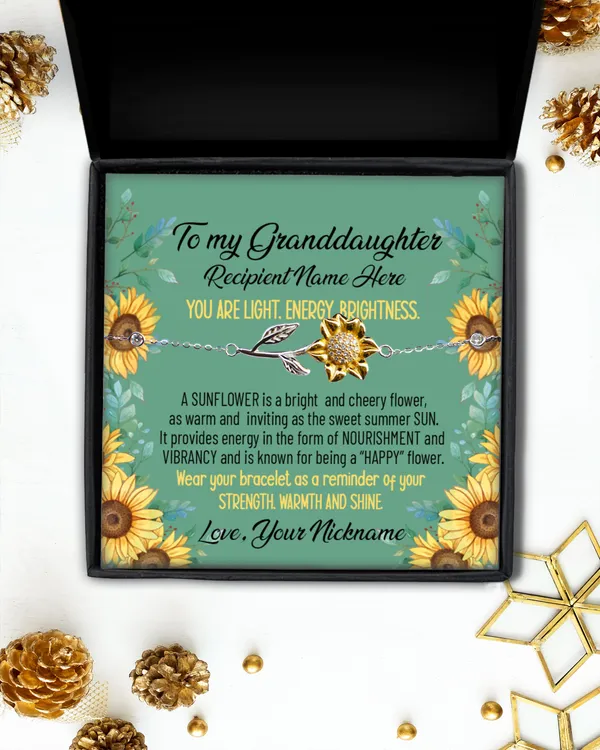 Sunflower Bracelet - To My Granddaughter Gift From Grandmother, Grandma And Granddaughter Necklace, Granddaughter Birthdays Gift.