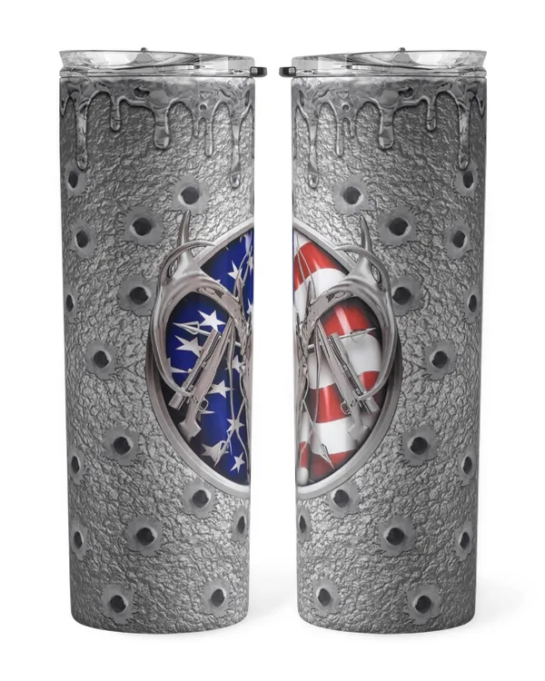 Skinny Tumbler Hunting Deer Silver