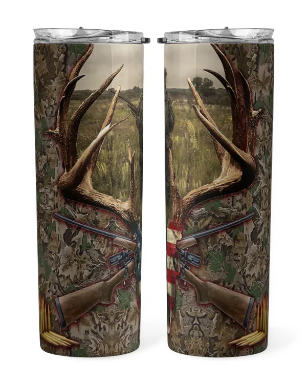 Skinny Tumbler American Hunting Deer Silver