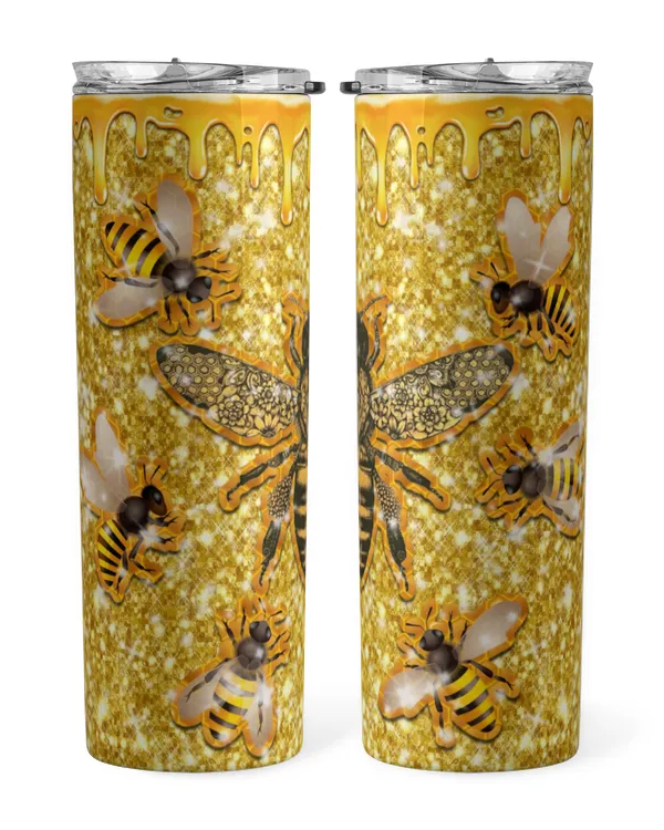 Skinny Tumbler Bee Glitter
