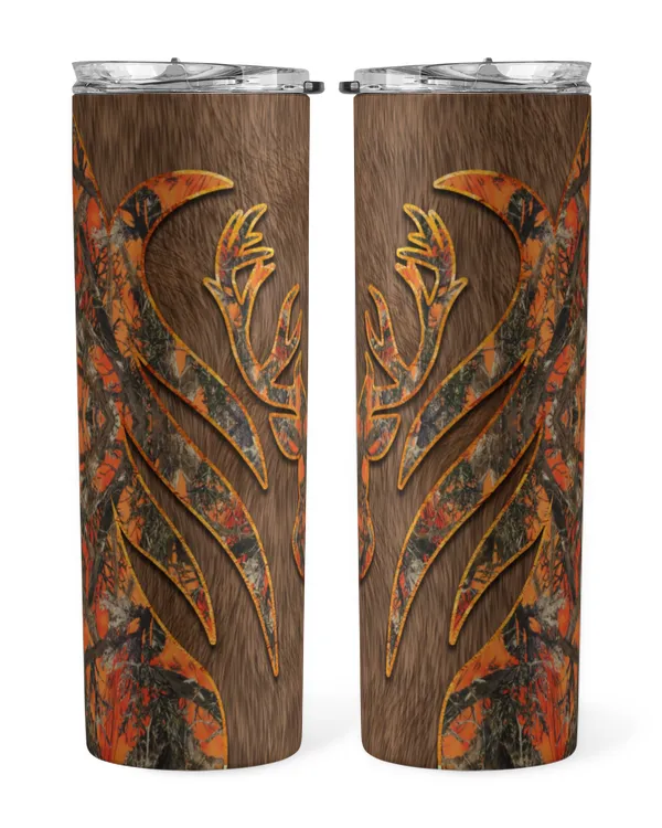 Skinny Tumbler Hunting Deer Orange Camo