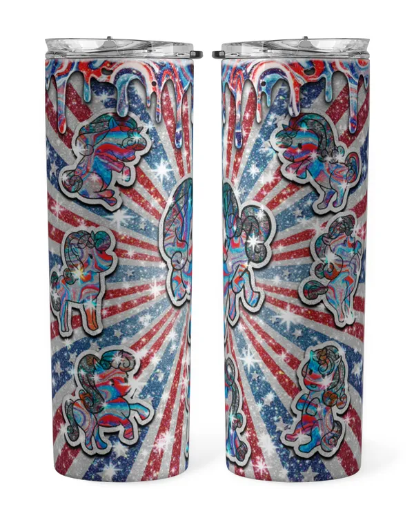 Skinny Tumbler Unicorn American Glitter