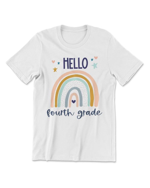 Hello Fourth Grade Rainbow for Teachers 4th Grade Girls Premium T-Shirt