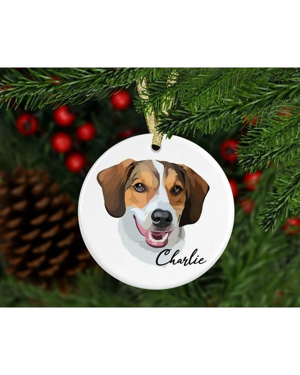 Custom Pet Portrait Ornament - Dog Loss Gift
