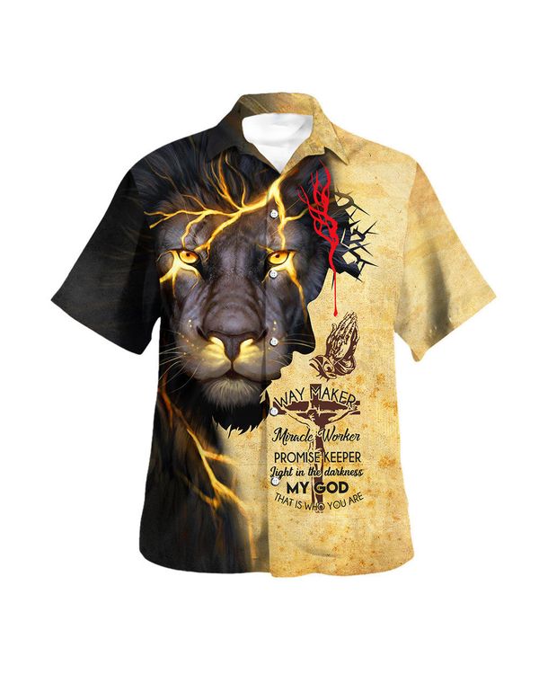 Way Maker Miracle Worker Promise Keeper Light In The Darkness My God That Is Who You Are Lion Hawaiian Shirt - Christian Hawaiian Shirt - Religious Hawaiian Shirts