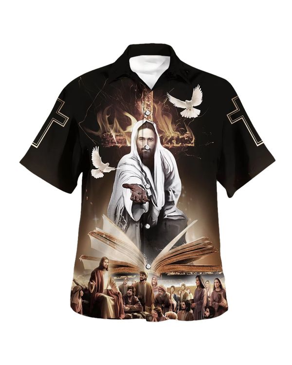 The Lion Of Judah Jesus Reaching Out His Hand Hawaiian Shirt - Christian Hawaiian Shirt - Religious Hawaiian Shirts