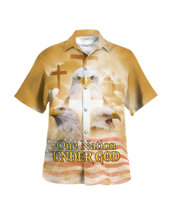One Nation Under God Jesus Eagle Hawaiian Shirt - Christian Hawaiian Shirt - Religious Hawaiian Shirts