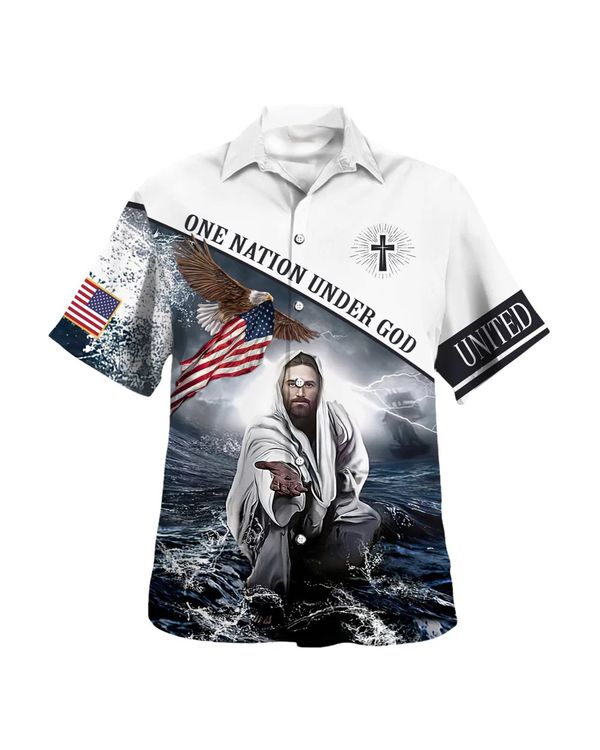 One Nation Under God Jesus Christ Hawaiian Shirt - Christian Hawaiian Shirt - Religious Hawaiian Shirts