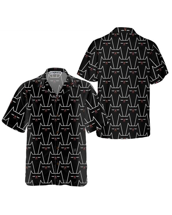 Funny Black Cat Pattern Hawaiian Shirt, Funny Black Cat Shirt For Adults, Cat Themed Gift For Cat Lovers