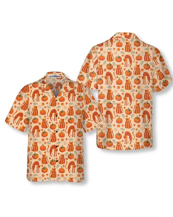Pumpkin Cats Lover Thanksgiving Hawaiian Shirt, Thanksgiving Gift For Cat Lover