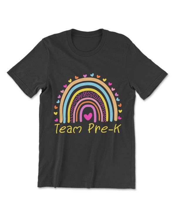 First Day Of Team Pre-K Squad Crew Teacher Rainbow T-Shirt