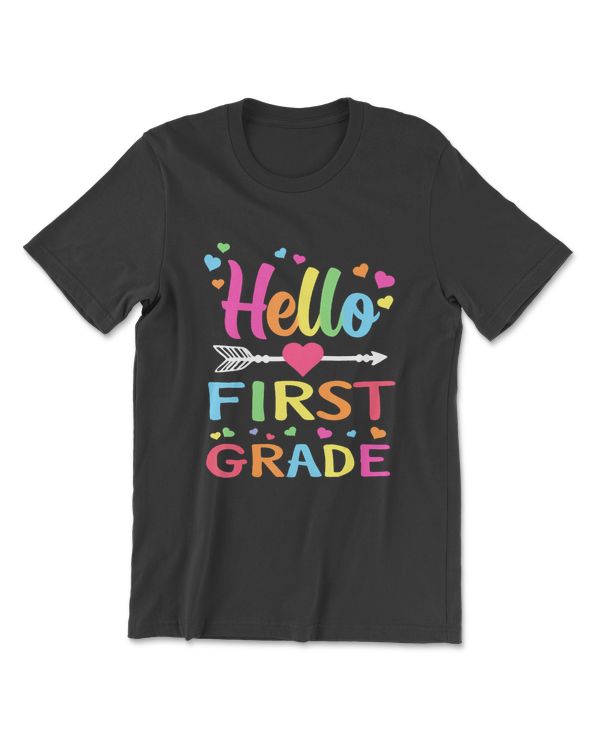 Hello 1st Grade Leopard Print First Grade Teacher Boys Girls T-Shirt