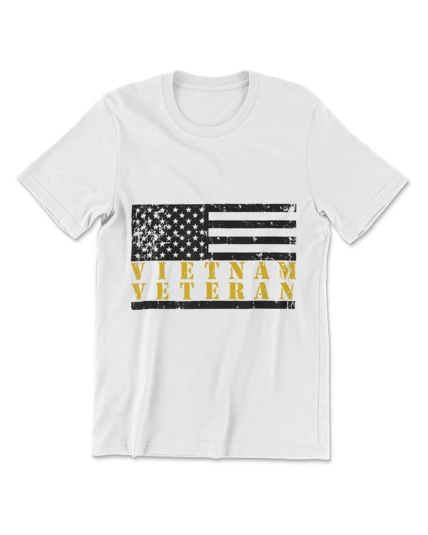 Vietnam Veteran Yellow Text Distressed American Flag