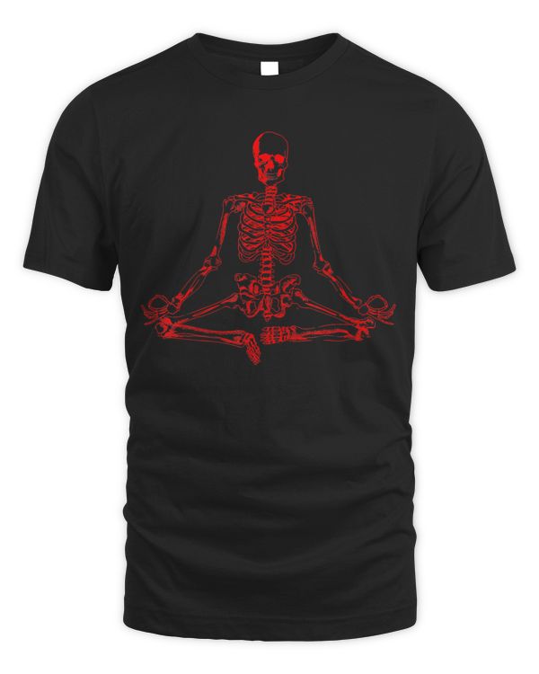halloween meditating skeleton   funny freaky yoga gift