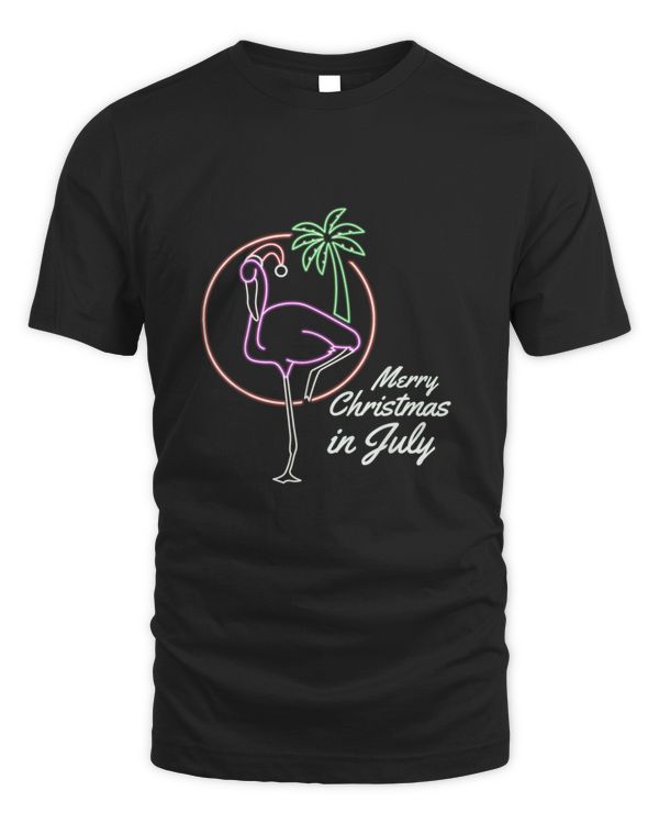 Christmas In July Flamingo Santa I Awesome Flamingo T shirt