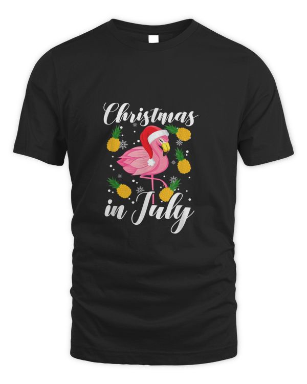 Christmas In July Pineapple Flamingo T shirt