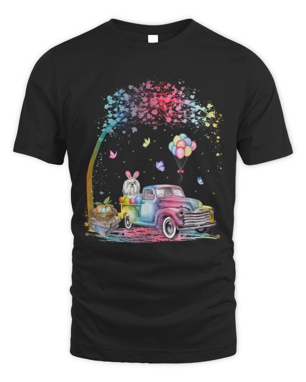Cute Easter Truck Shih Tzu Dog Lover Easter Day Tee T-Shirt