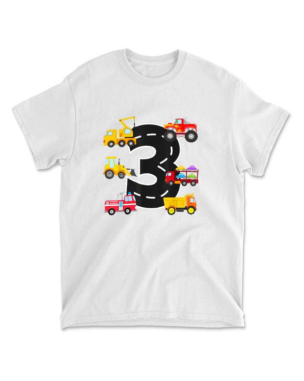 3rd Birthday Party 3 Year Old Trucks Birthday Boy T Shirt