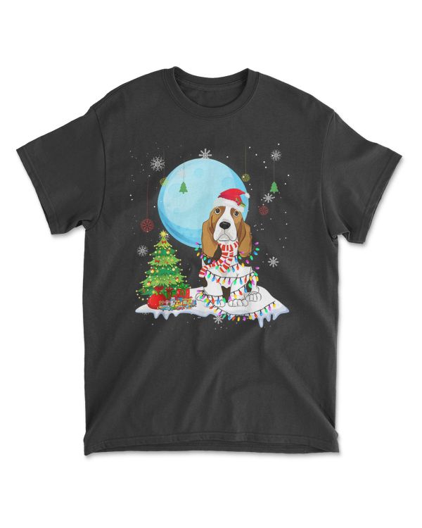 Cute Basset Hound Christmas Dog Light Tree Xmas