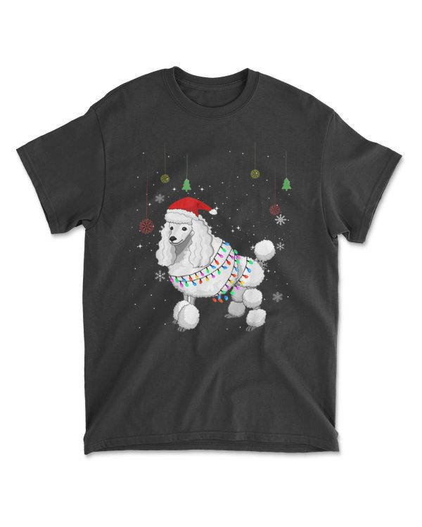 Funny Standard Poodle Dog Santa Hat Christmas Lights