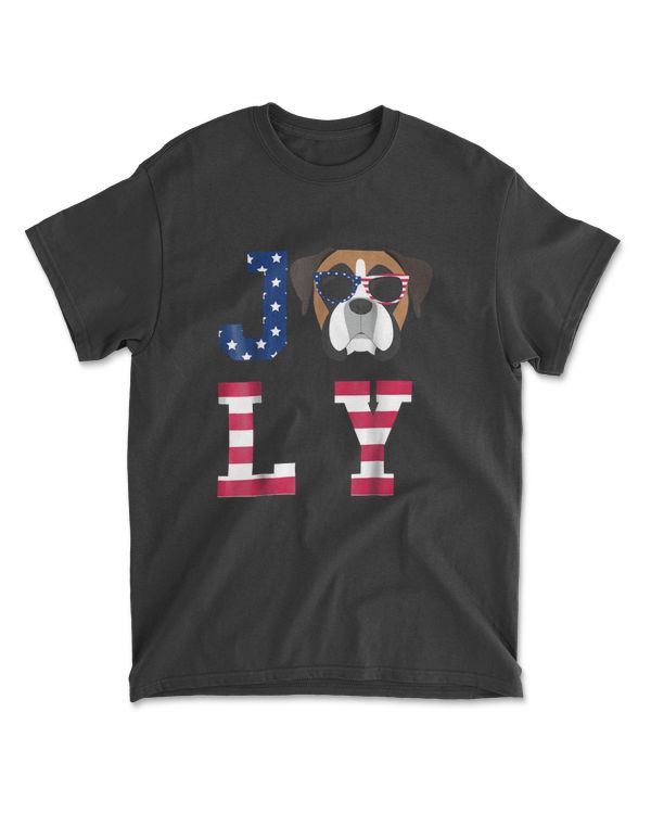 4th of July - American Flag Boxer Dog T-Shirt