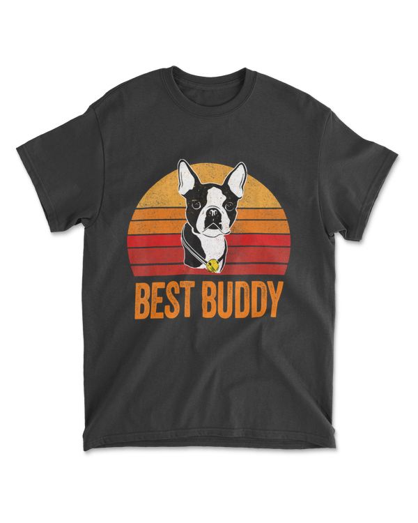 Boston Terrier Best Buddy Vintage Retro Cute Dog Tshirt Gift T-Shirt