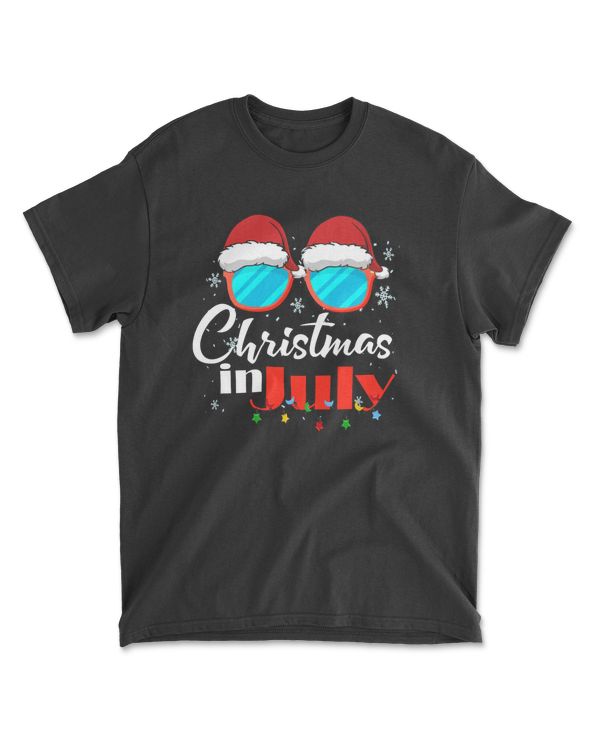 Christmas in July Santa Hat Sunglasses Summer Celebration